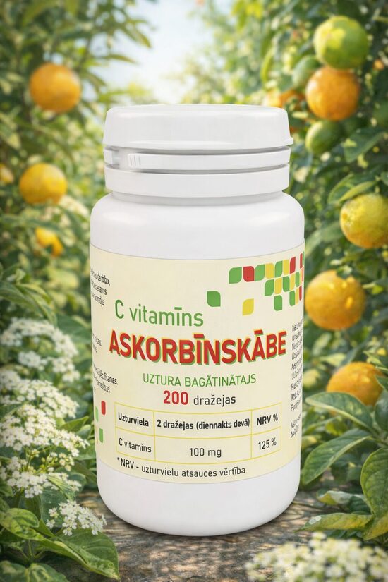 ASKORBĪNSKĀBE C VITAMĪNS 200 DRAŽEJAS