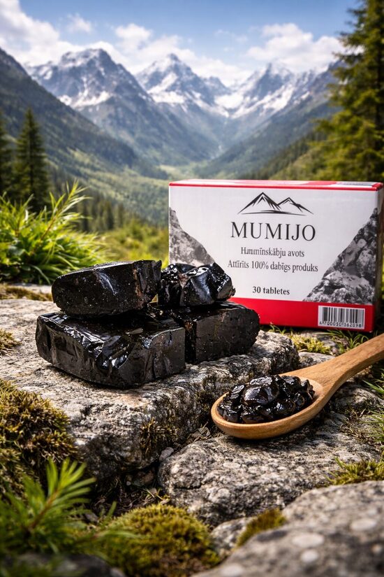 MUMIJO- HUMĪNSKĀBJU AVOTS, 1005 ATTĪRĪTS, DABĪGS PRODUKTS 30 tabletes