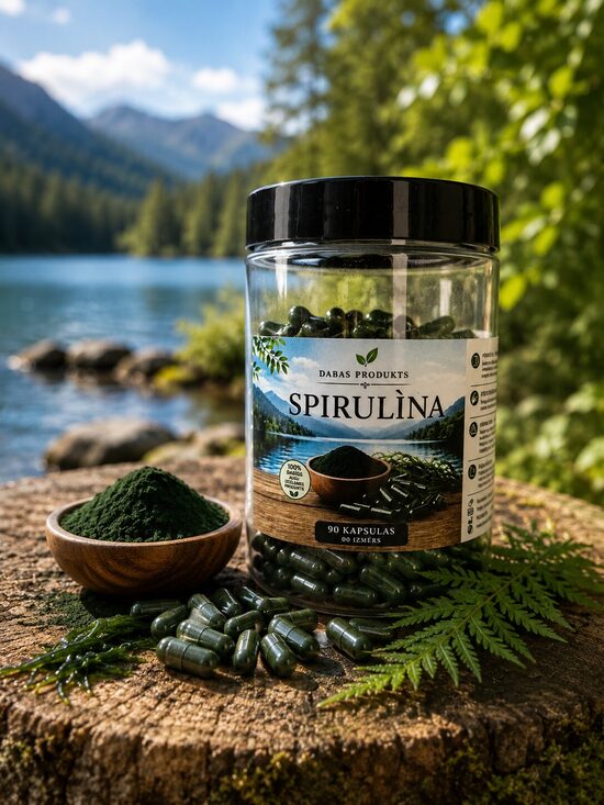 JODA AVOTS SPIRULĪNA -  DABĪGS SUPERPRODUKTS ENERĢIJAI, ATTĪRĪŠANAI, IMUNITĀTEI 90 KAPSULAS