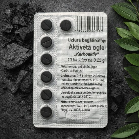 AKTĪVĀ OGLE "KARBOAKTIV'- DABĪGS LĪDZEKLIS GREMOŠANAS SISTĒMAS ATBALSTAM