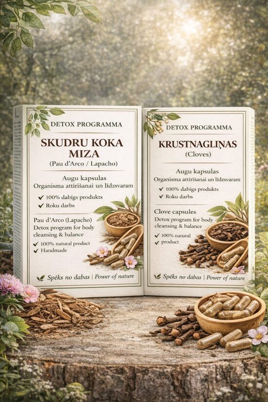 DETOX PROGRAMMA SKUDRU KOKA MIZA+KRUSTNAGLIŅAS 63 KAPSULAS
