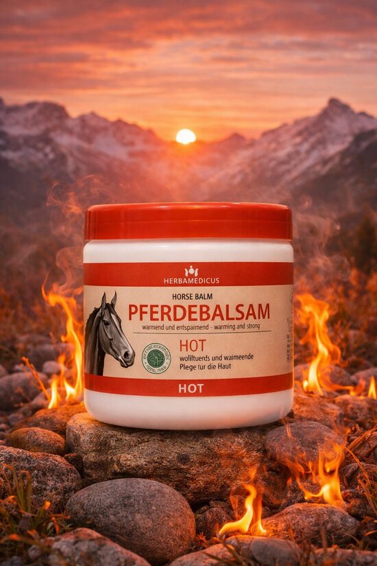 INTENSĪVI SILDOŠS ĶERMEŅA BALZĀMS MUSKUĻU UN LOCĪTAVU KOMFORTAM- HERBAMEDICUS PFERDEBALSAM HOT 500ML